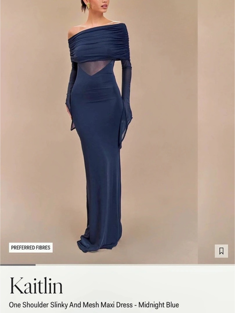 MESHKI Kaitlin One Shoulder Slinky And Mesh Maxi Dress Blue